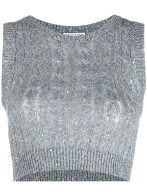 Brunello Cucinelli débardeur crop à sequins - Gris