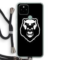Angry Bear (black): Pixel 5 Transparant Hoesje met koord Angry Bear (black): Pixel 5 Transparant Hoesje met koord
