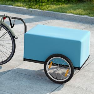Fietskar met Vouwbaar Frame 55 kg Laadvermogen Fietskar met Oxford Stoffen Bekleding 40 cm Luchtwielen met Reflectoren voor Kamperen