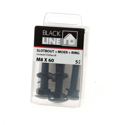 Slotbouten zwart m8X60 Blister(5)
