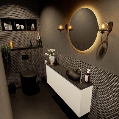 MONDIAZ FOWY toiletmeubel 120cm kleur talc. Waskom positie rechts kleur urban | urban. Met 1 kraangat
