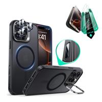 iPhone 16 Pro Classic Hybrid Magnetic Case Protection Bundle (Camera Control, Stash Stand) - Frosted Black