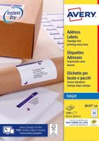 Avery witte etiketten QuickDry ft 63,5 x 33,9 mm (b x h), 2.400 stuks, 24 per blad