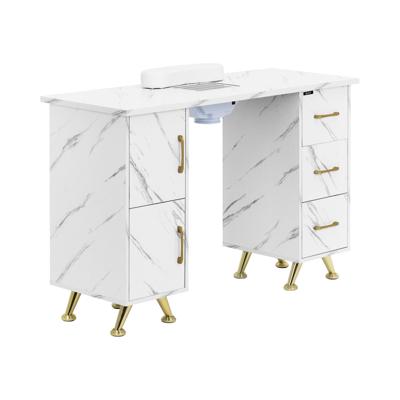 Nageltafel - met zuignap - gemarmerd/goudkleurig - 3 lades