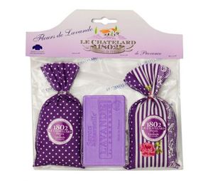Giftset Lavendel & Lavandin sachets met 100 gram Lavendel zeep van "Le Chatelard"uit Frankrijk. - Wellness - Spiritueelboek.nl