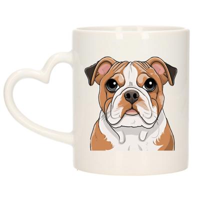 Cadeau mok voor honden liefhebbers - Engelse Buldog - hartje - Cartoon - keramiek - 300 ml Cadeau mok voor honden liefhebbers - Engelse Buldog - hartje - Cartoon - keramiek - 300 ml