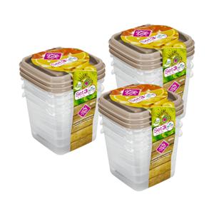 Vershoudbakjes Hega - set van 9x stuks - 0.3 liter - transparant/beige - L8 x B8 x H11 cm