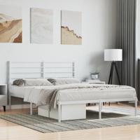 Bedframe met hoofdbord metaal wit 140x200 cm