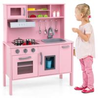 Kinderkeuken Speelset Houten Speelkeuken met Magnetron 72 x 30 x 90 cm Roze