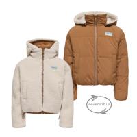 Kids ONLY winter winterjas meisjes - beige - KogMaria - puffer, reversible