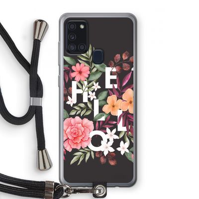 Hello in flowers: Samsung Galaxy A21s Transparant Hoesje met koord