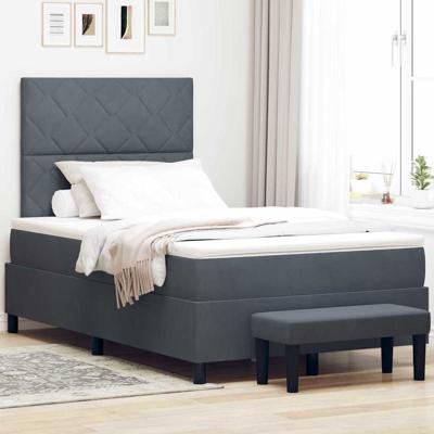 Boxspring Bed met Matras & Bank Donkergrijs 120x200 cm Velvet