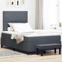 Boxspring Bed met Matras & Bank Donkergrijs 120x200 cm Velvet
