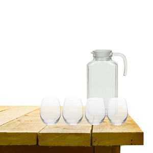 Excellent Houseware karaf schenkkan glas 1700 ml met 4x stuks Oval waterglazen