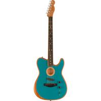 Fender American Acoustasonic Telecaster Ocean Turquoise CHB EB elektrisch-akoestische gitaar met deluxe gigbag - thumbnail