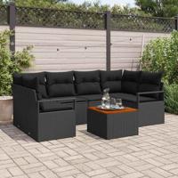 Tuinbankenset met opslag 7 pcs Zwart poly rattan