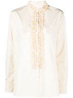 Jil Sander blouse volantée à broderies - Tons neutres