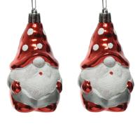 Decoris Kersthangers - kerstman - 2x - kunststof - 8,5 cm