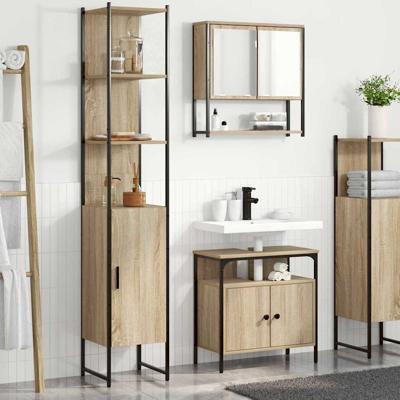 Badkamermeubelset 3 pcs Sonoma eiken 33 x 33 x 185.5 cm