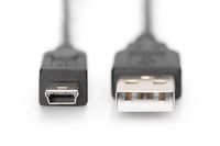 Digitus USB-kabel USB 2.0 USB-A stekker, USB-mini-B stekker 3.00 m Zwart Rond, Afgeschermd (dubbel) AK-300130-030-S - thumbnail