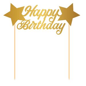 Folat taarttopper ""Happy Birthday"" 17 x 17 cm karton goud