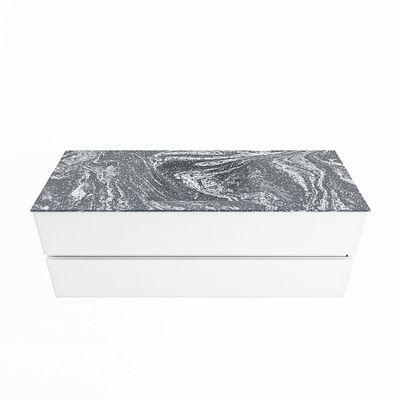 MONDIAZ VICA-DLUX 130cm badmeubel onderkast Talc 2 lades. Inbouw wastafel CLOUD midden 1 kraangat, kleur Lava.