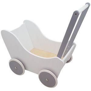 Playwood poppenwagen wit/zilver