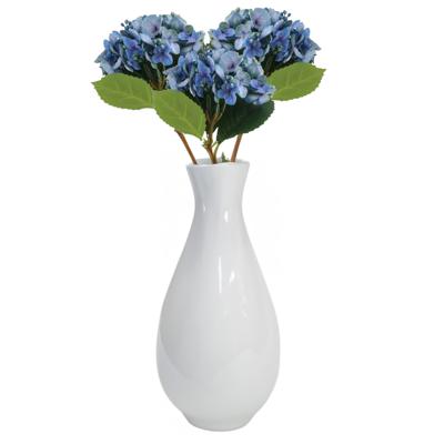 Kunstbloem Hortensia tak - 3x - blauw - 35 cm - losse steel - Kunst zijdebloemen