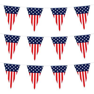 Vlaggenlijn - 5x - vlaggetjes land Amerika - USA - 6 meter - slinger - kunststof - versiering