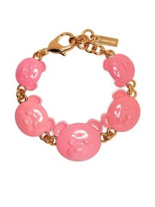 Moschino bracelet à maillons Teddy Bear - Rose