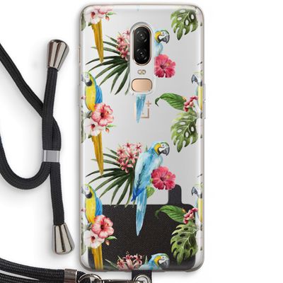 Kleurrijke papegaaien: OnePlus 6 Transparant Hoesje met koord