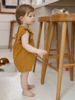 Combishort voor baby's van twee materialen karamel Combishort voor baby's van twee materialen karamel