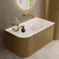 Badmeubel Mondiaz Kurve-Dlux | 85 cm cm | Meubelkleur Dusk | Wastafelkleur Frappe | Solid surface | Wasbak rechter zijde spoelbak | Zonder kraangat(en) Badmeubel Mondiaz Kurve-Dlux | 85 cm cm | Meubelkleur Dusk | Wastafelkleur Frappe | Solid surface | Wasbak rechter zijde spoelbak | Zonder kraangat(en)