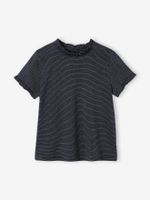 Meisjes-T-shirt met glanzende strepen marineblauw - thumbnail