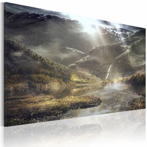 Schilderij - Het Land van Mist, hoogwaardige print op canvas, wanddecoratie, 1luik