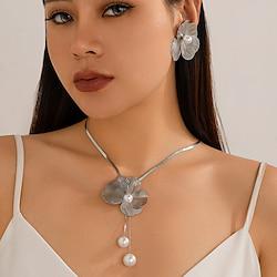 Bruidssieradensets 2 Zilver 1 Ketting Oorbellen Dames Elegant Zoet Schattig Klassiek Bloem Liefde Onregelmatig Sieraden set Voor Bruiloft Lahja Dagelijks Lightinthebox