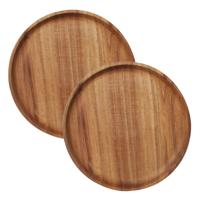 Cosy & Trendy Kaarsenbord/plateau - 2x stuks - hout - rond - D22 cm - Kaarsenonderzetter