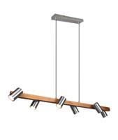 Trio Hanglamp Marley 6-lichts RVS met hout 312490607 - thumbnail