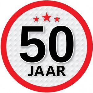 10x 50 Jaar leeftijd stickers rond verjaardag versiering - Feeststickers