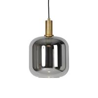 QAZQA Hanglamp zwart met goud en smoke glas incl. PUCC - Zuzanna