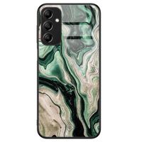 Samsung Galaxy A14 glazen hardcase - Green waves