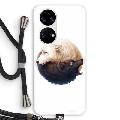 Yin Yang Wolves: Huawei P50 Transparant Hoesje met koord