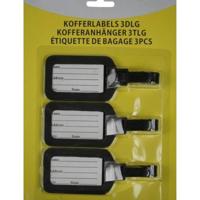 Kofferlabel - 3x stuks - bagagelabel - zwart