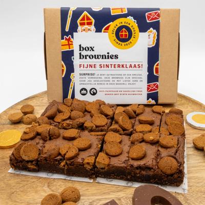 Pepernoten brownie - 12 Brownies - Brievenbus Pakket - Box Brownies - Pure fair trade Belgische chocolade - Pepernoten - Kruidnoten - Sinterklaas