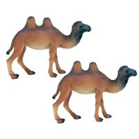 Plastic kameel diertje - 2x - 10 cm - bruin - speelgoed dier - kamelen