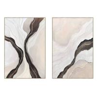 Schilderij Home ESPRIT Zwart Beige Abstract Stads 80 x 3,7 x 120 cm (2 Stuks)