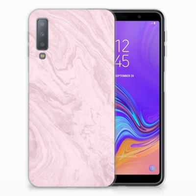 Samsung Galaxy A7 (2018) | TPU | Siliconen hoesje | Marble Pink - Origineel Cadeau Vriendin
