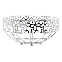fruitschaal - zilver - metaal - 28 x 28 cm - rond - bloemenpatroon
