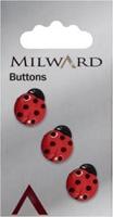 Milward Knoop Lieveheersbeestje Zwart/Rood 15mm (3 stuks)