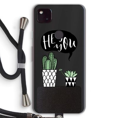 Hey you cactus: Pixel 4a 5G Transparant Hoesje met koord